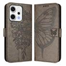 For OPPO Reno14 5G Global Embossed Butterfly Leather Phone Case(Grey) - 2