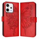 For OPPO Reno14 5G Global Embossed Butterfly Leather Phone Case(Red) - 2