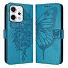 For OPPO Reno14 5G Global Embossed Butterfly Leather Phone Case(Blue) - 2