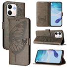For OPPO A5x 4G Global / 5G Global Embossed Butterfly Leather Phone Case(Grey) - 1