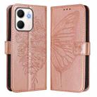 For OPPO A5x 4G Global / 5G Global Embossed Butterfly Leather Phone Case(Rose Gold) - 2