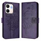 For OPPO A5x 4G Global / 5G Global Embossed Butterfly Leather Phone Case(Dark Purple) - 2