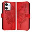 For OPPO A5x 4G Global / 5G Global Embossed Butterfly Leather Phone Case(Red) - 2