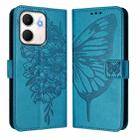 For OPPO A5x 4G Global / 5G Global Embossed Butterfly Leather Phone Case(Blue) - 2