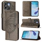 For OPPO Reno14 F 5G Embossed Butterfly Leather Phone Case(Grey) - 1