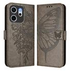 For OPPO Reno14 F 5G Embossed Butterfly Leather Phone Case(Grey) - 2