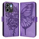 For OPPO Reno14 F 5G Embossed Butterfly Leather Phone Case(Light Purple) - 2