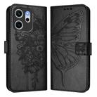 For OPPO Reno14 F 5G Embossed Butterfly Leather Phone Case(Black) - 2