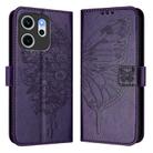 For OPPO Reno14 F 5G Embossed Butterfly Leather Phone Case(Dark Purple) - 2