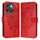 For OPPO Reno14 F 5G Embossed Butterfly Leather Phone Case(Red) - 2
