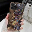 For iPhone 15 Pro Bear Shape Electroplated Two-color TPU Phone Case(Gold) - 1