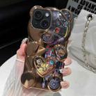 For iPhone 15 Bear Shape Electroplated Two-color TPU Phone Case(Gold) - 1