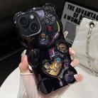 For iPhone 14 Bear Shape Electroplated Two-color TPU Phone Case(Black) - 1