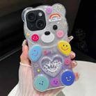 For iPhone 15 Bear Shaped Painted TPU Phone Case(Smiley Face) - 1