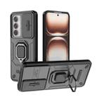 For OPPO Reno12 Global Sliding Camshield TPU + PC Shockproof Phone Case with Holder(Black) - 1
