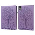 For Lenovo Tab M11 / Xiaoxin Pad 11 2024 Tree & Deer Embossed Leather Tablet Case(Purple) - 1