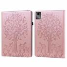 For Lenovo Tab M11 / Xiaoxin Pad 11 2024 Tree & Deer Embossed Leather Tablet Case(Pink) - 1