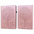 For Amazon Kindle Paperwhite 5 2021 Tree & Deer Embossed Leather Tablet Case(Pink) - 1