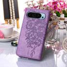 For Google Pixel 9 Embossed Butterfly Leather Phone Case(Purple) - 2