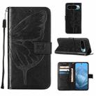 For Google Pixel 9 Embossed Butterfly Leather Phone Case(Black) - 1