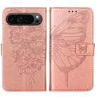 For Google Pixel 9 Pro Embossed Butterfly Leather Phone Case(Rose Gold) - 3