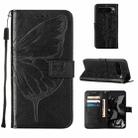 For Google Pixel 9 Pro Embossed Butterfly Leather Phone Case(Black) - 1