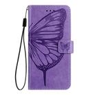 For Google Pixel 5 Embossed Butterfly Leather Phone Case(Purple) - 2