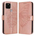 For Google Pixel 5 Embossed Butterfly Leather Phone Case(Rose Gold) - 1