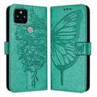 For Google Pixel 5 Embossed Butterfly Leather Phone Case(Green) - 1