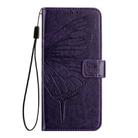 For Google Pixel 5 Embossed Butterfly Leather Phone Case(Dark Purple) - 2