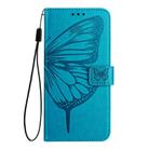 For Google Pixel 5 Embossed Butterfly Leather Phone Case(Blue) - 2