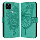 For Google Pixel 5 XL / Pixel 4a 5G Embossed Butterfly Leather Phone Case(Green) - 1