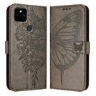 For Google Pixel 5a 5G Embossed Butterfly Leather Phone Case(Grey) - 1