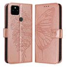 For Google Pixel 5a 5G Embossed Butterfly Leather Phone Case(Rose Gold) - 1