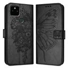 For Google Pixel 5a 5G Embossed Butterfly Leather Phone Case(Black) - 1