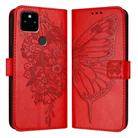 For Google Pixel 5a 5G Embossed Butterfly Leather Phone Case(Red) - 1