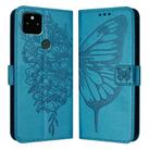 For Google Pixel 5a 5G Embossed Butterfly Leather Phone Case(Blue) - 1