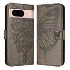 For Google Pixel 8a Embossed Butterfly Leather Phone Case(Grey) - 1