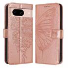 For Google Pixel 8a Embossed Butterfly Leather Phone Case(Rose Gold) - 1