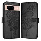 For Google Pixel 8a Embossed Butterfly Leather Phone Case(Black) - 1