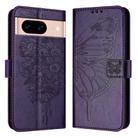 For Google Pixel 8a Embossed Butterfly Leather Phone Case(Dark Purple) - 1