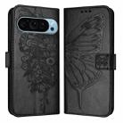 For Google Pixel 9 Pro XL Embossed Butterfly Leather Phone Case(Black) - 2