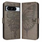 For Google Pixel 8 Pro Embossed Butterfly Leather Phone Case(Grey) - 2