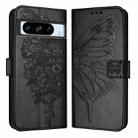 For Google Pixel 8 Pro Embossed Butterfly Leather Phone Case(Black) - 2