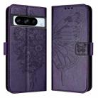 For Google Pixel 8 Pro Embossed Butterfly Leather Phone Case(Dark Purple) - 2