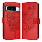 For Google Pixel 8 Pro Embossed Butterfly Leather Phone Case(Red) - 2