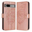 For Google Pixel 7a Embossed Butterfly Leather Phone Case(Rose Gold) - 2