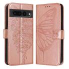 For Google Pixel 7 Pro Embossed Butterfly Leather Phone Case(Rose Gold) - 2