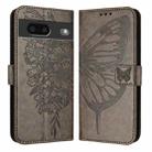For Google Pixel 7 Embossed Butterfly Leather Phone Case(Grey) - 2