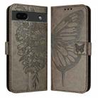 For Google Pixel 6a Embossed Butterfly Leather Phone Case(Grey) - 2